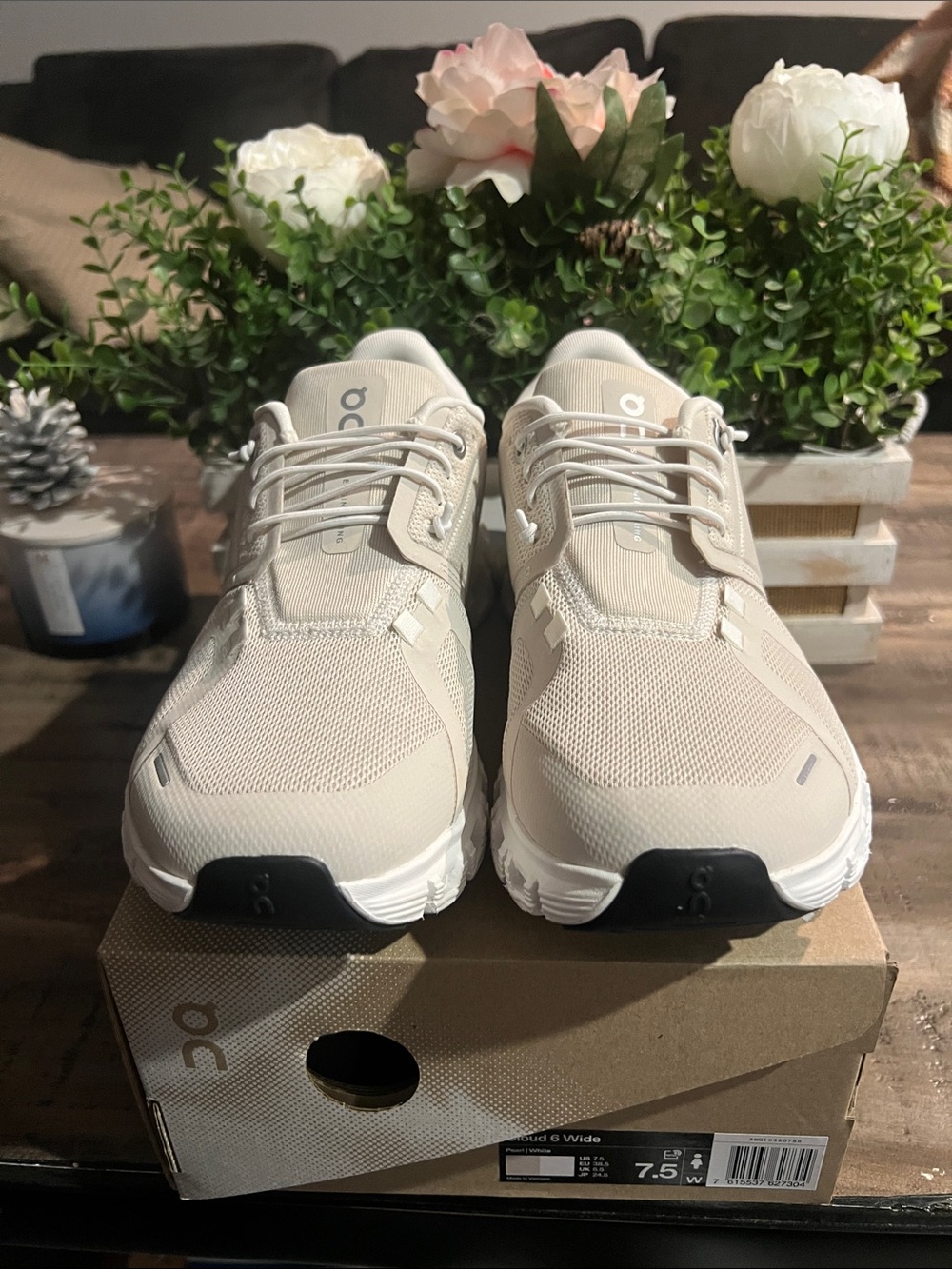 On Running Women Cream Cloud 6 Athletic Sneakers